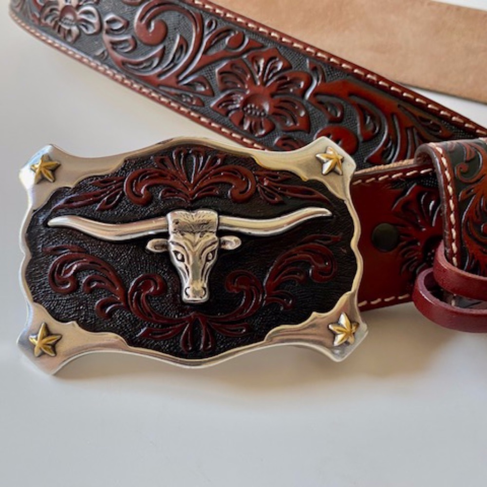 Justin Boots Brown and Silver Western Belt